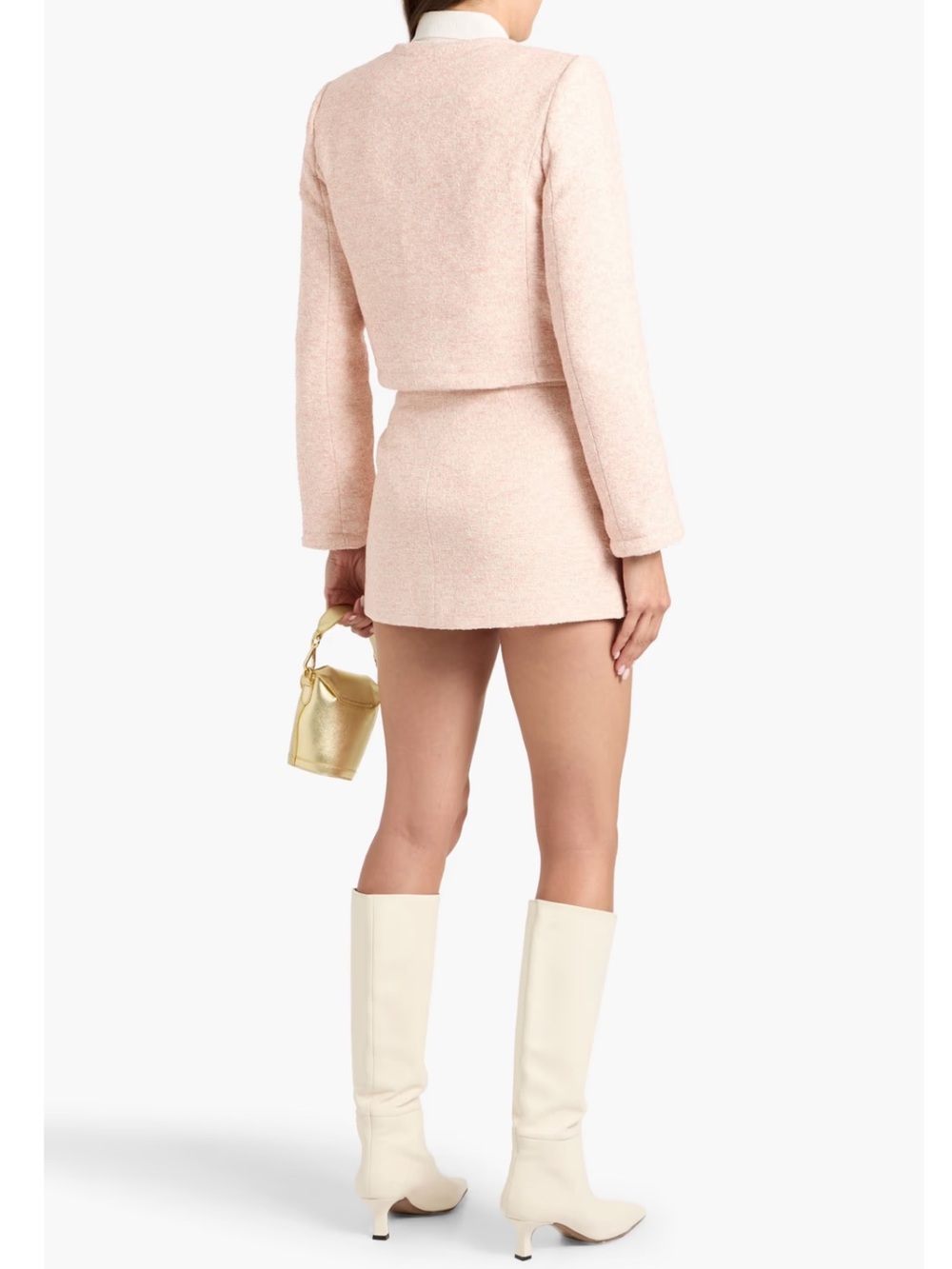 Frame The Tweed Light Pink Gold Button Front A-Line Mini Skirt NEW Size 8 - Picture 5 of 13